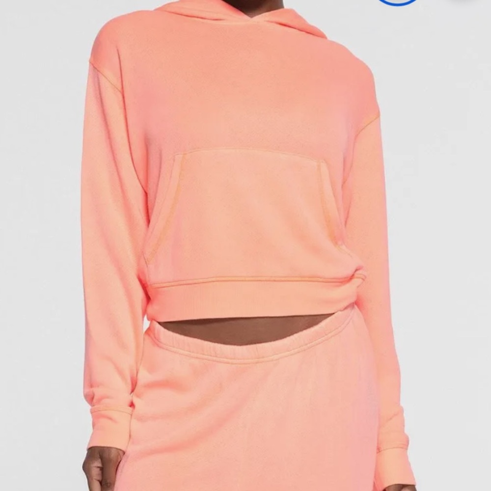 NEW NWT SKIMS Neon Orange Modal French Terry hoodie size S